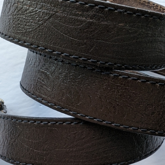Vintage Levi's leather belt engraved western brown sz M - Picture 3 of 9